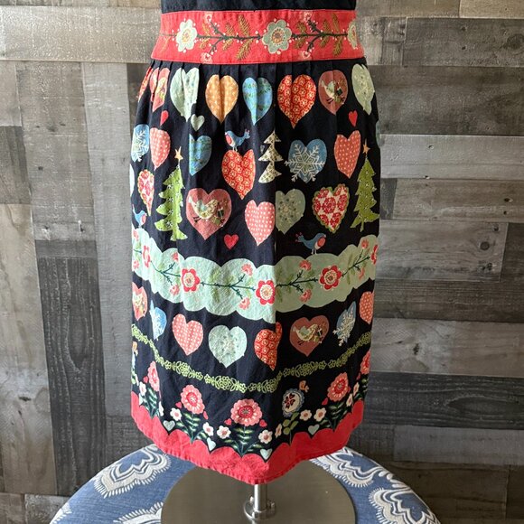 Handmade holiday apron OS Scandinavian birds Christmas trees hearts snowflakes - Picture 5 of 9